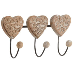 Aubry Gaspard - Patère coeur en manguier 3 doubles crochets