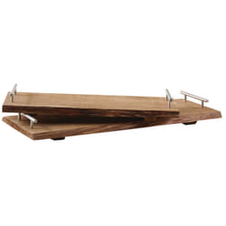 Plateaux en bois avec poignées métal (Lot de 2)