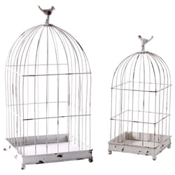 Aubry Gaspard - Cages en métal laqué blanc vieilli (Lot de 2)