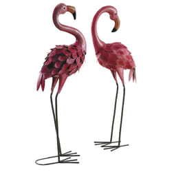 Flamant rose en métal laqué mat (Lot de 2)