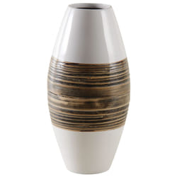 Aubry Gaspard - Vase en bambou naturel et laqué blanc M1 - Naturel