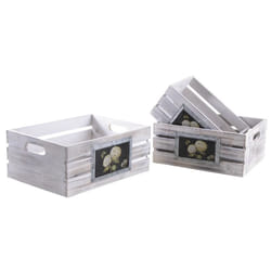 Caisses rectangulaires en bois blanchi (Lot de 3)