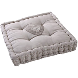 Coussin carré en coton et lin Coeur