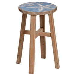 Aubry Gaspard - Tabouret en pin assise décor mer