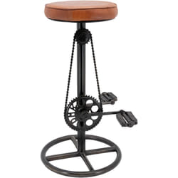 Tabouret vélo vintage en cuir de chèvre