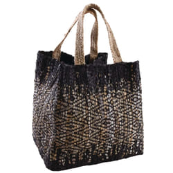 Aubry Gaspard - Sac de rangement en jute et cuir - Noir