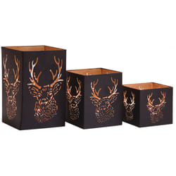 Photophore carré tête de cerf (Lot de 3)