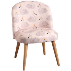 Chaise enfant en coton et bois Cygne rose