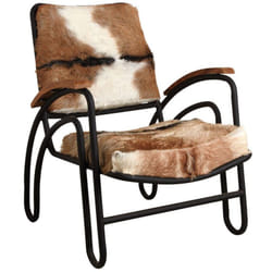 Fauteuil métal et peau de chèvre