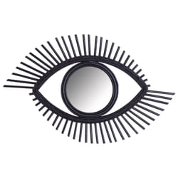Miroir Œil en rotin teinté noir