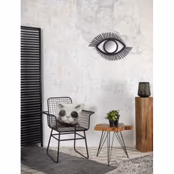 Miroir Œil en rotin teinté noir
