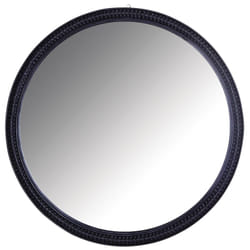 Aubry Gaspard - Grand miroir rond en rotin noir - Noir