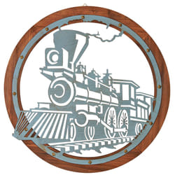 Aubry Gaspard - Cadre rond train métal et bois - Bleu antique