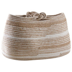 Aubry Gaspard - Corbeille de rangement coton beige et blanc - Beige et blanc
