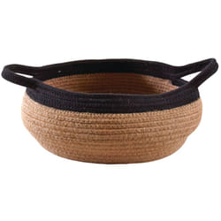 Aubry Gaspard - Corbeille ronde en jute naturelle et noire 2 anses - Noir