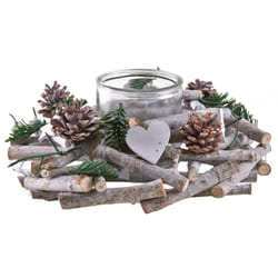 Aubry Gaspard - Photophore couronne de Noël en bois et verre