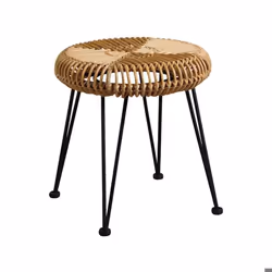 Tabouret soleil en rotin naturel