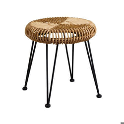 Tabouret soleil en rotin naturel
