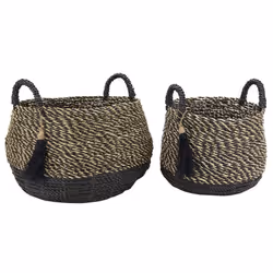 Cache-pots en raphia et en jonc (Lot de 2)