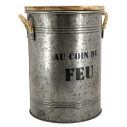 Aubry Gaspard - Tabouret et seau à pellets - Métal galvanisé Au coin du feu