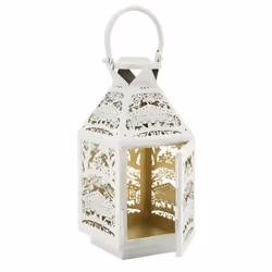 Aubry Gaspard - Lanterne carrée en métal blanc - Blanc