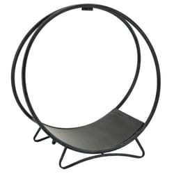 Aubry Gaspard - Porte-bûches rond en métal vieilli - Noir