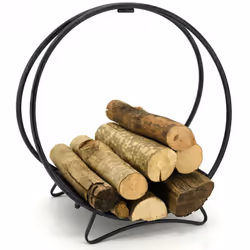 Aubry Gaspard - Porte-bûches rond en métal vieilli - Noir