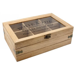 Boîte à thé - AUBRY GASPARD - 6 compartiments - Bois et verre - Dimensions 24x16x8 cm - Mixte