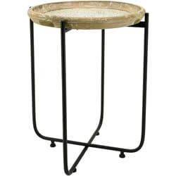 Aubry Gaspard - Table d'appoint en métal bois et rotin Origine