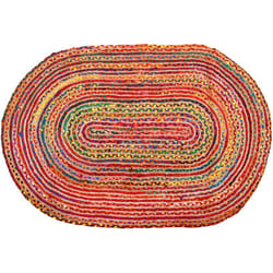 Aubry Gaspard - Tapis ovale coloré en jute et coton India 180 x 120 cm
