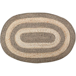 Tapis ovale en jute naturel et noir
