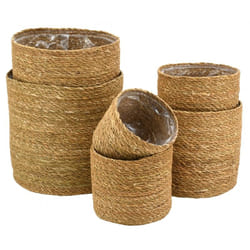 Cache-pots ronds en jonc naturel (Lot de 6)
