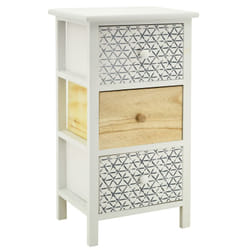 Aubry Gaspard - Commode en bois teinté blanc et naturel 3 tiroirs