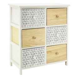 Aubry Gaspard - Commode en bois teinté blanc et naturel 6 tiroirs