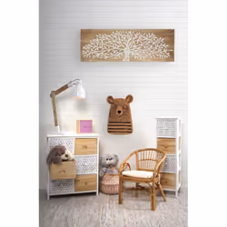 Aubry Gaspard - Commode en bois teinté blanc et naturel 6 tiroirs