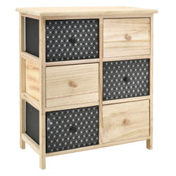Aubry Gaspard - Commode en bois teinté noir et naturel 6 tiroirs