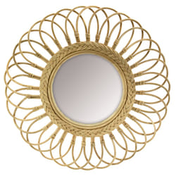Miroir marguerite en moelle de rotin 60 cm - Verre