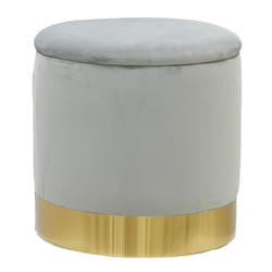 Aubry Gaspard - Pouf coffre en velours et métal - Gris/Or