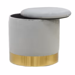 Aubry Gaspard - Pouf coffre en velours et métal - Gris/Or