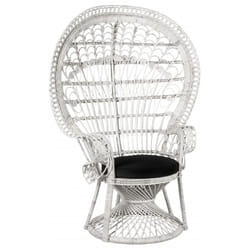 Aubry Gaspard - Fauteuil Emmanuelle en rotin blanc - Blanc et noir