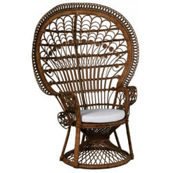 Aubry Gaspard - Fauteuil Emmanuelle en rotin blanc - Marron et blanc