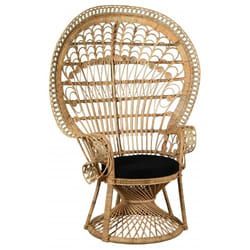 Aubry Gaspard - Fauteuil Emmanuelle en rotin blanc - Naturel et noir