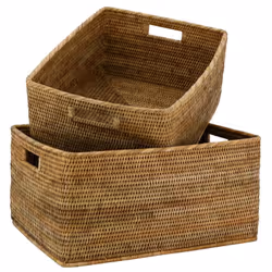 Aubry Gaspard CRA 591 S set of 2, Rotin, Panier, 450 mm, 350 mm, 220 mm, 1,33 kg
