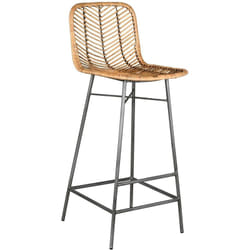 Tabouret de bar en métal et rotin