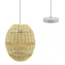 Suspension boule en rotin naturel ajouré et métal Diamètre 26 cm