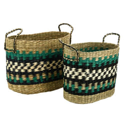 Aubry Gaspard - Paniers en jonc naturel et teinté (Lot de 2)
