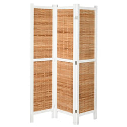 Paravent en paulownia teinté blanc et bambou naturel - Marque - Modèle - Bambou - Bois massif - Intérieur
