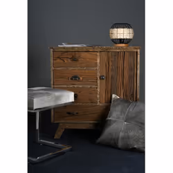 Tabouret design en peau de vache et acier brossé