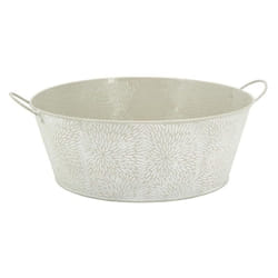 Aubry Gaspard - Corbeille ronde en métal laqué motif floral 30 cm