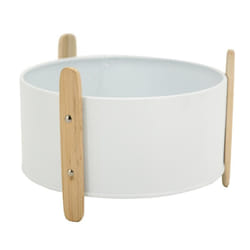 Cache-pot en métal laqué et bois 17,5 cm